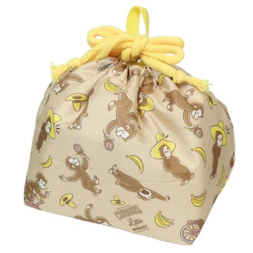 マチ付き巾着 ランチ巾着 おさるのジョージ ジョージモカ 丸眞 入園入学準備雑貨