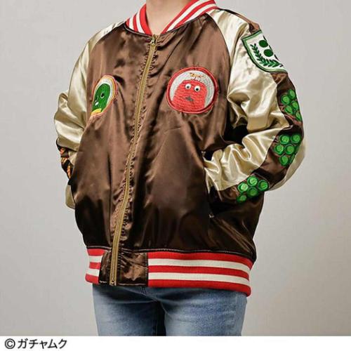 ガチャピン＆ムック グッズ アウター キャラクター スカジャン L レトロブラウンベージュ