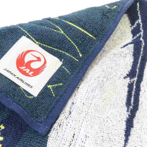 JAL 日本航空 グッズ ミニタオル 飛行機 シャーリングハンカチタオル フライトナイトビュー