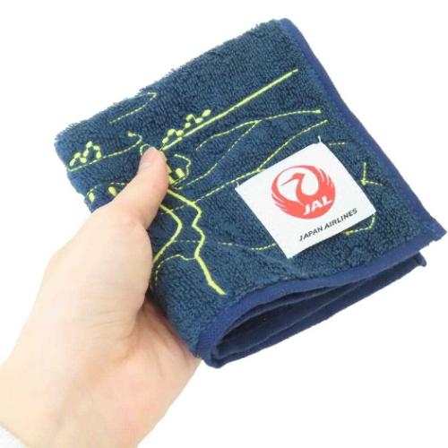 JAL 日本航空 グッズ ミニタオル 飛行機 シャーリングハンカチタオル フライトナイトビュー