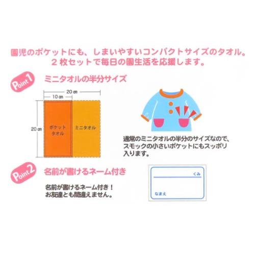 ポケットタオル2P ミニタオル すみっコぐらし サンエックス ポケットとすみっコ 新入学 丸眞 プチタオル 子供 幼稚園 キャラクター