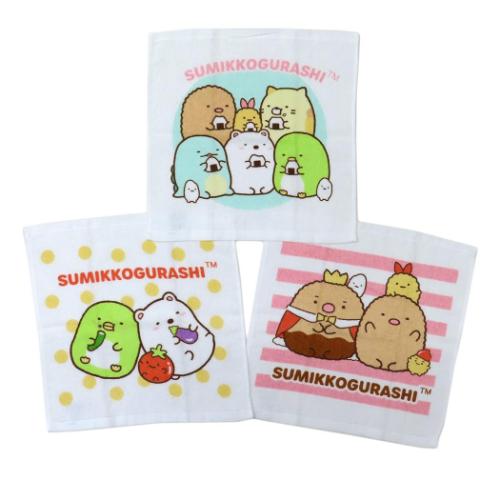 すみっコぐらし ハンドタオル3枚組 サンエックス ハンドタオル キャラクター たべもの王国