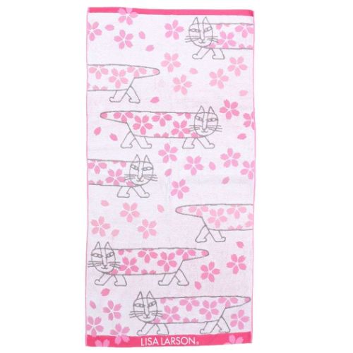 リサラーソン バスタオル ジャガード 桜マイキー 丸眞