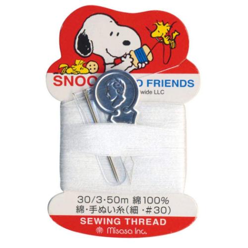 スヌーピー ピーナッツ キャラクター 手芸用品 コットン手ぬい糸 30/3 50m 細 白