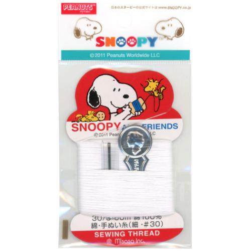 スヌーピー ピーナッツ キャラクター 手芸用品 コットン手ぬい糸 30/3 50m 細 白