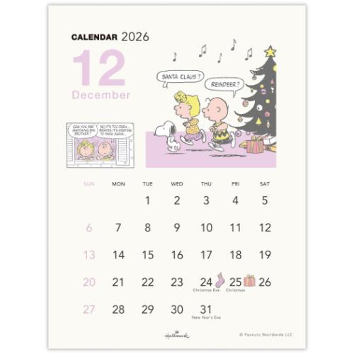 PEANUTS スヌーピー 卓上カレンダー 2026年 2026 Calendar SN縦型