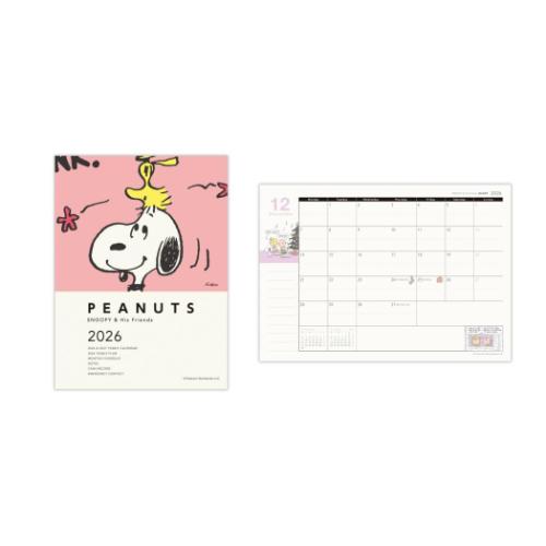 スヌーピー A6マンスリーダイアリー 2026 diary SNA6コーラルピンクスマイル ピーナッツ キャラクター 令和8年手帖