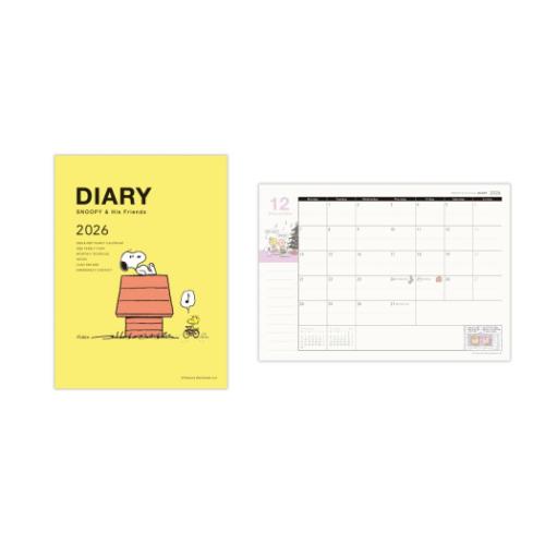 スヌーピー 令和8年手帖 2026 diary ピーナッツ キャラクター A6マンスリーダイアリー