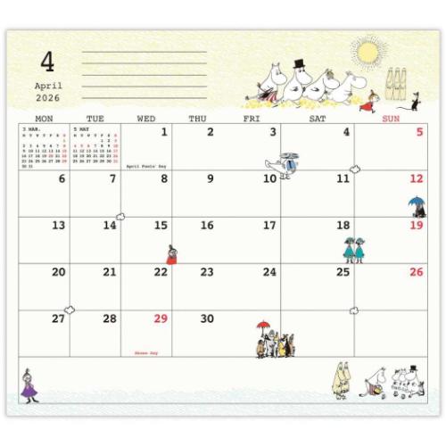 ムーミン 令和8年手帖 2026 diary 北欧 キャラクター スリムマンスリーダイアリー MOスリムリトルミイ