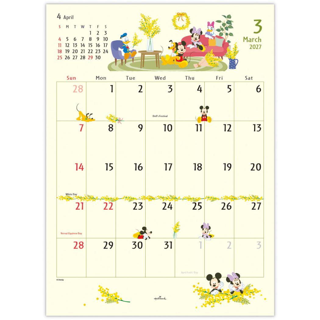 予約】ディズニーキャラクター 2027 Calendar 壁掛けカレンダー2027年