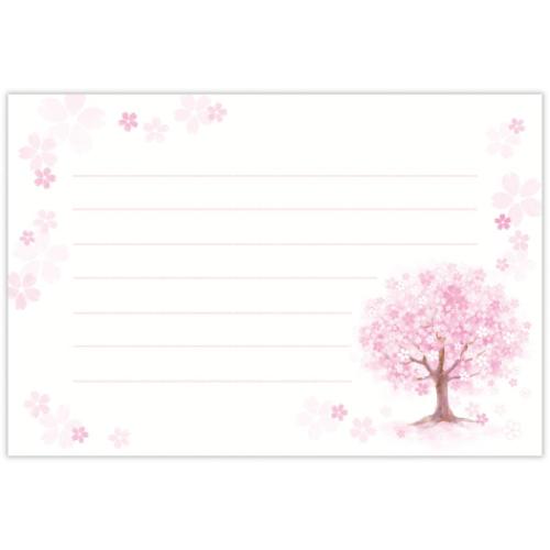 ポストカード 桜柄ハガキ箋 ヨコ罫線 1柄8枚入り メモリーズオブ
