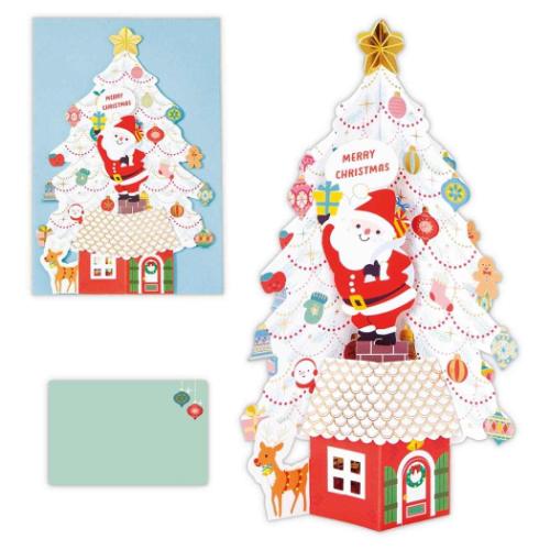 クリスマスカード クリスマスツリーカード 立体カード キュートホワイトツリー 日本ホールマーク Xmas