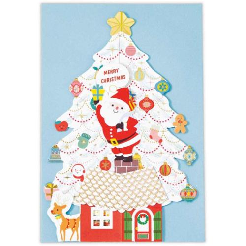 クリスマスカード クリスマスツリーカード 立体カード キュートホワイトツリー 日本ホールマーク Xmas