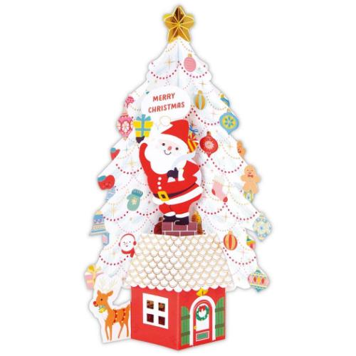 クリスマスカード クリスマスツリーカード 立体カード キュートホワイトツリー 日本ホールマーク Xmas
