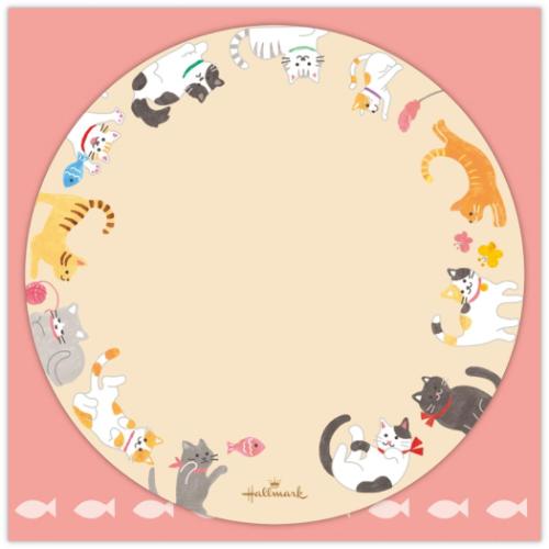 手渡し手紙セット ミニメッセージカードセット ねこ 猫 日本ホールマーク ミニ便箋＆ミニ封筒