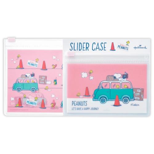 Yahoo! Yahoo!ショッピング(ヤフー ショッピング)スヌーピー スライダーケース フラットポーチ SNセットHJ車 ピンク ピーナッツ キャラクター
