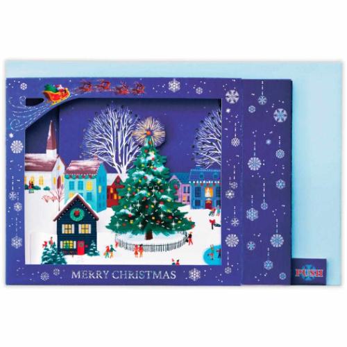 クリスマスカード 立体オルゴールカード LEDレーザークリスマス