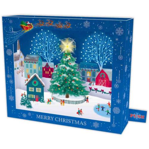 クリスマスカード 立体オルゴールカード LEDレーザークリスマス