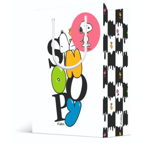 スヌーピー 輸PBSN ペーパーバッグ ラッピング用品 チェッカーM ピーナッツ キャラクター グッズ