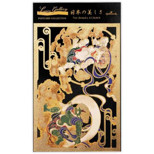 手描きアートウェルカムボード(桜・富嶽＆風雷神・チューリップ)お買い得3点セット グリーティングカード ポストカード 1柄1枚入り 日本の美しさ 風神雷神