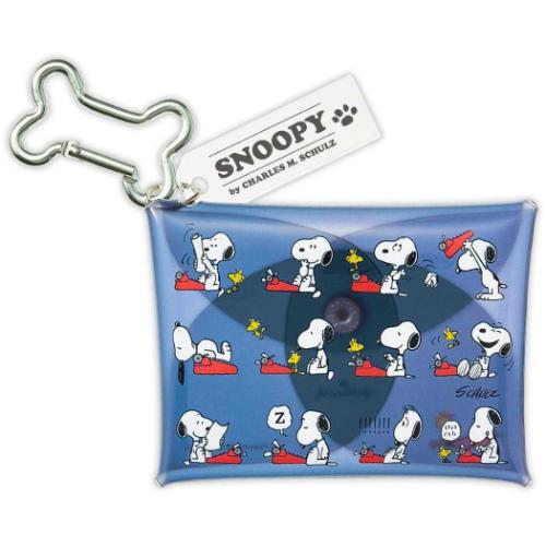 スヌーピー カラビナ付きマルチケース クリアポーチ Happiness is Red TYPEWRITER ピーナッツ キャラクター
