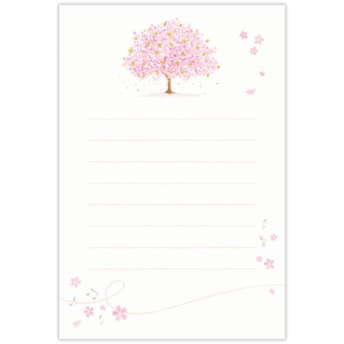 桜柄ハガキ箋 ヨコ罫線 1柄8枚入り ポストカード サクラミュージック