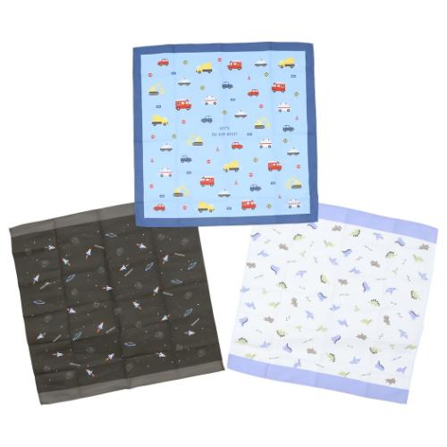 ランチーフ ランチクロス3枚組 働く車 新入学 ニシオ 入園新学期準備雑貨