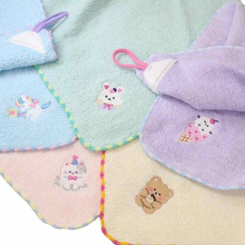 ループタオル パイルループ付きタオル 5枚組 女児柄 新入学 ニシオ