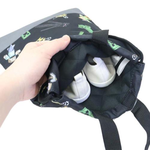 マインクラフト Minecraft ゲームキャラクター シューズバッグ 巾着シューズケース ブラック 新入学 ニシオ