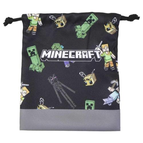 ミニ巾着 巾着S 巾着袋 マインクラフト ブラック 新入学 ニシオ Minecraft 新学期準備雑貨 ゲームキャラクター