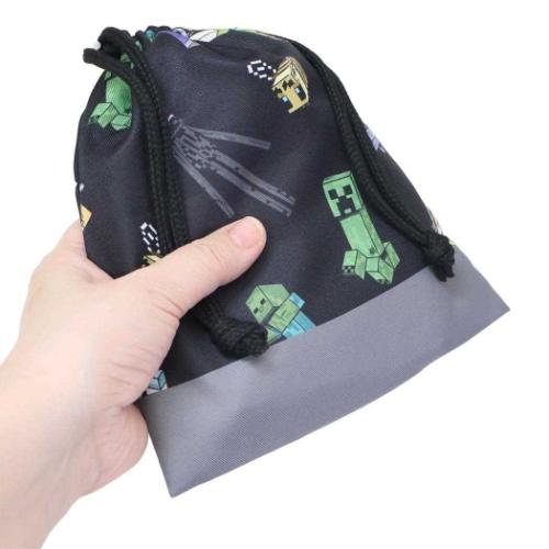ミニ巾着 巾着S 巾着袋 マインクラフト ブラック 新入学 ニシオ Minecraft 新学期準備雑貨 ゲームキャラクター