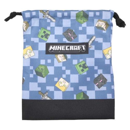 マインクラフト ゲームキャラクター 巾着袋 ミニ巾着 巾着S ブルー 新入学 Minecraft
