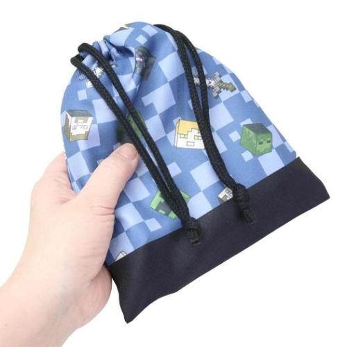 マインクラフト ゲームキャラクター 巾着袋 ミニ巾着 巾着S ブルー 新入学 Minecraft