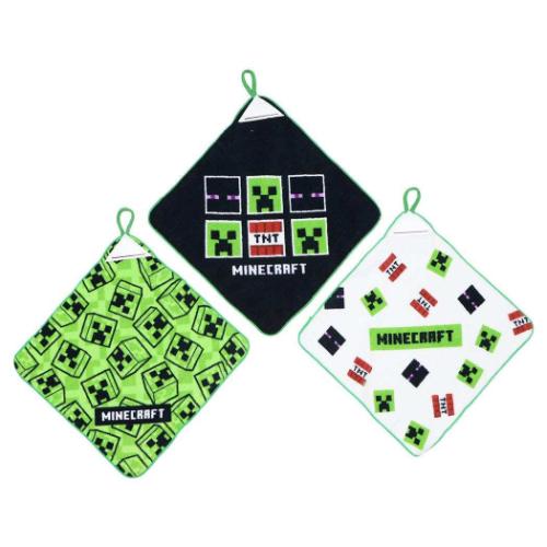 ループタオル ループ付きハンドタオル 3枚組 マインクラフト F8469YB 新入学 Minecraft ニシオ 新学期準備雑貨