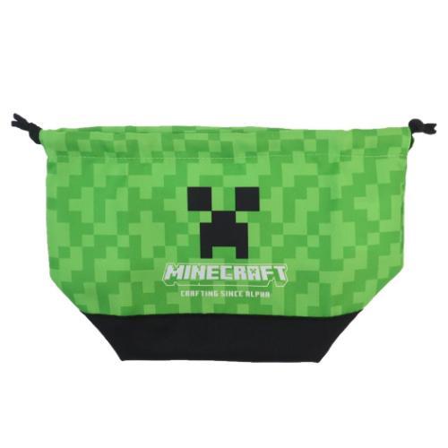 マインクラフト Minecraft ゲームキャラクター ランチ巾着 マチ付き巾着 低学年 グリーン 新入学｜cinemacollection