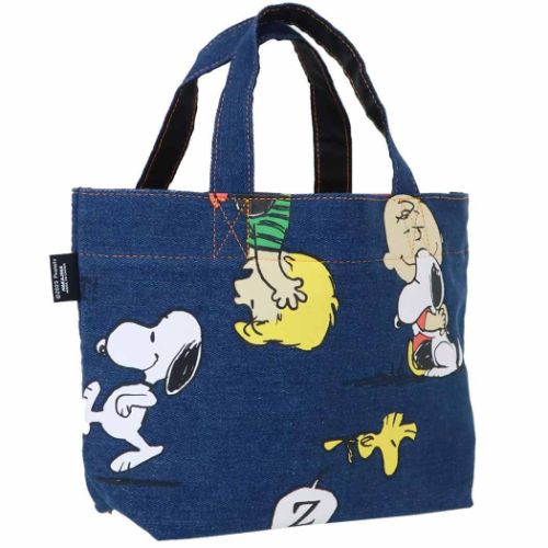 スヌーピー キャラクター ランチバッグ ミニトート ビッグパターンDenim ピーナッツ nkj17904323キャラクターのシネマ
