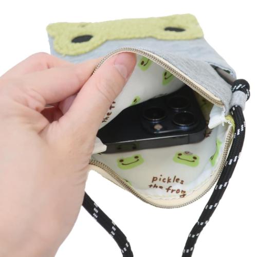 かえるのピクルス キャラクター ショルダーバッグ ファスナーサコッシュ petit pickles 杢GY
