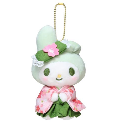 ミニぬいぐるみボールチェーン マスコット マイメロディ 抹茶着物