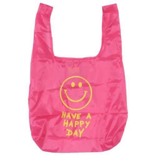 Yahoo! Yahoo!ショッピング(ヤフー ショッピング)エコバッグ スマイリーフェイス ECO BAG 折りたたみショッピングバッグ SMILE YELLOW PINK Smiley Face オクタニ