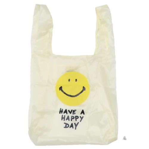 エコバッグ スマイリーフェイス ECO BAG 折りたたみショッピングバッグ HAPPY DAY BEIGE Smiley Face オクタニ