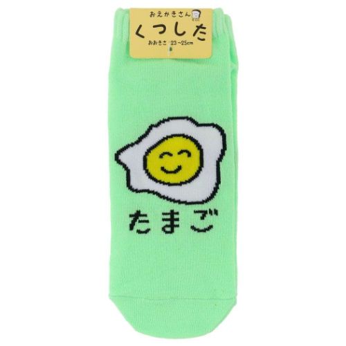 女性用靴下 レディースアンクルソックス おえかきさん たまごさん オクタニ くるぶしソックス