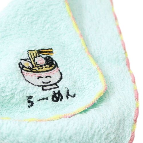 おえかきさん グッズ ミニタオル 汗拭きタオル ワンポイント刺繍ハンカチタオル らーめんさん