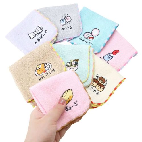 おえかきさん グッズ ミニタオル 汗拭きタオル ワンポイント刺繍ハンカチタオル らーめんさん