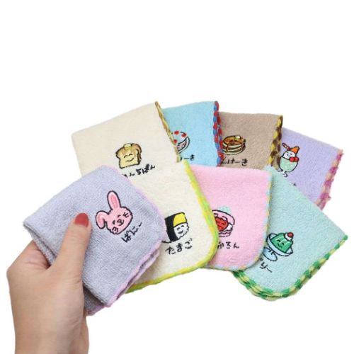 おえかきさん 汗拭きタオル ミニタオル ワンポイント刺繍ハンカチタオル めろんそーださん