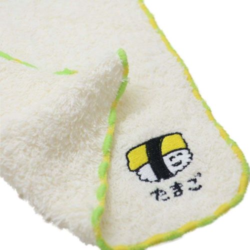 おえかきさん 汗拭きタオル ミニタオル ワンポイント刺繍ハンカチタオル おすしさん玉子