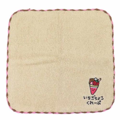 ミニタオル ワンポイント刺繍ハンカチタオル おえかきさん いちごちょこくれーぷさん オクタニ おもしろ雑貨