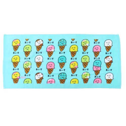 おえかきさん プリントロングタオル フェイスタオル あいすさん