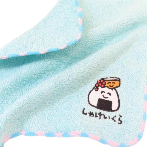 おえかきさん ワンポイント刺繍ハンカチタオル ミニタオル しゃけいくらさん 汗拭きタオル グッズ