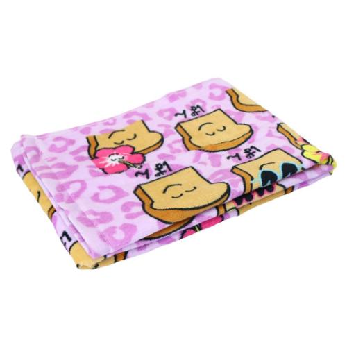 フェイスタオル プリントロングタオル おえかきさん ひやけぱんさんパープル オクタニ おもしろタオル