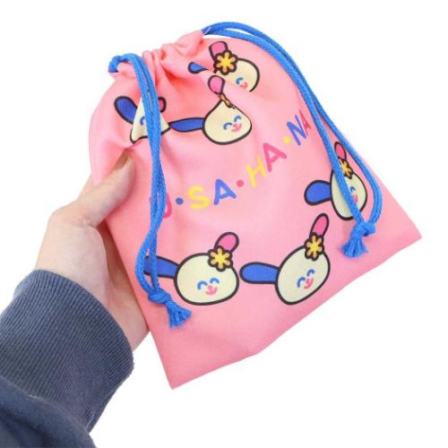 キンチャク マチ無し 巾着袋 ウサハナ うさはな ピンク オクタニ